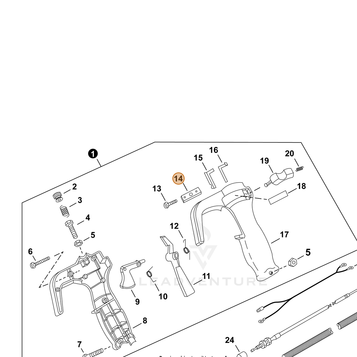 ECHO part P022007290 — IPL diagram snippet (6x zoom, amber highlight)