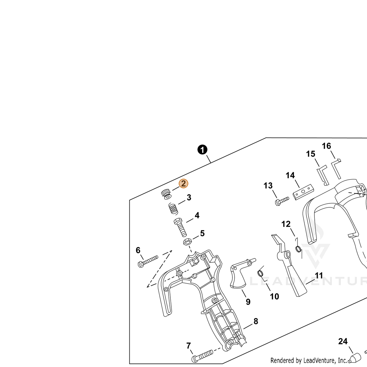 ECHO part P022007300 — IPL diagram snippet (6x zoom, amber highlight)