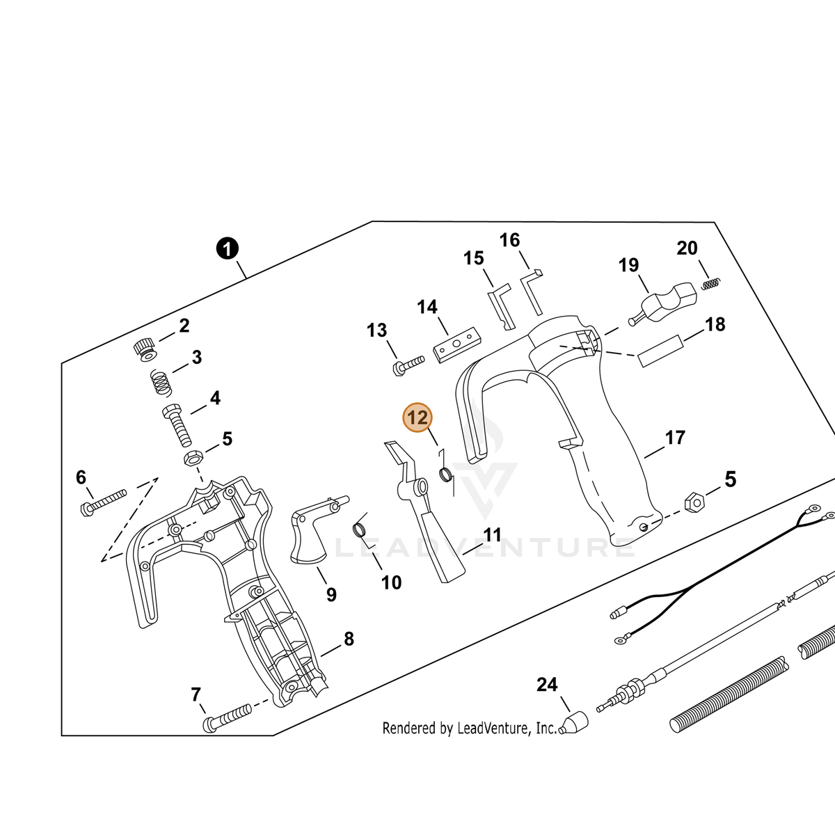ECHO part P022007320 — IPL diagram snippet (6x zoom, amber highlight)