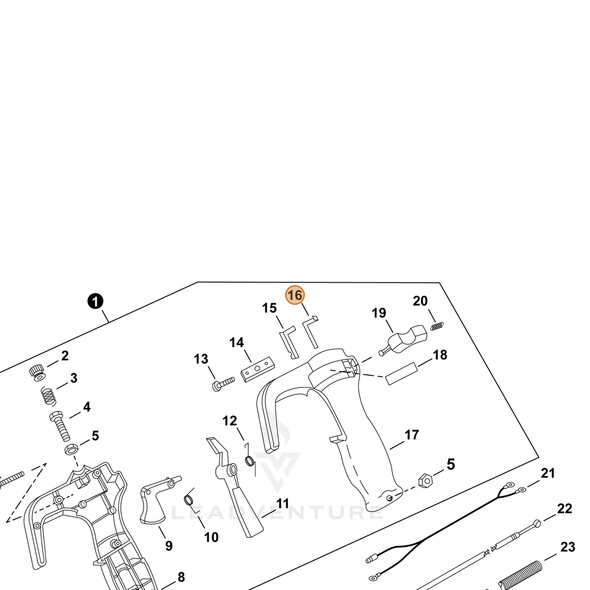 ECHO part P022007340 — IPL diagram snippet (6x zoom, amber highlight)