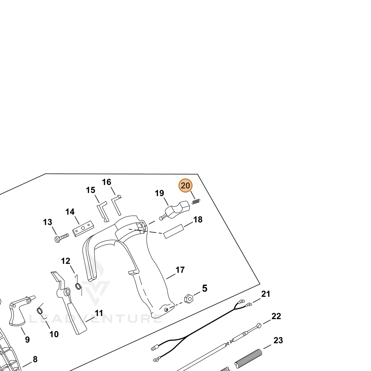 ECHO part P022007350 — IPL diagram snippet (6x zoom, amber highlight)