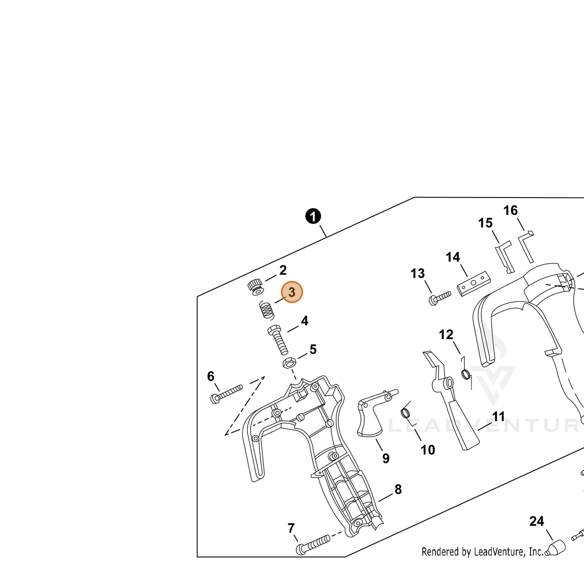 ECHO part P022007360 — IPL diagram snippet (6x zoom, amber highlight)