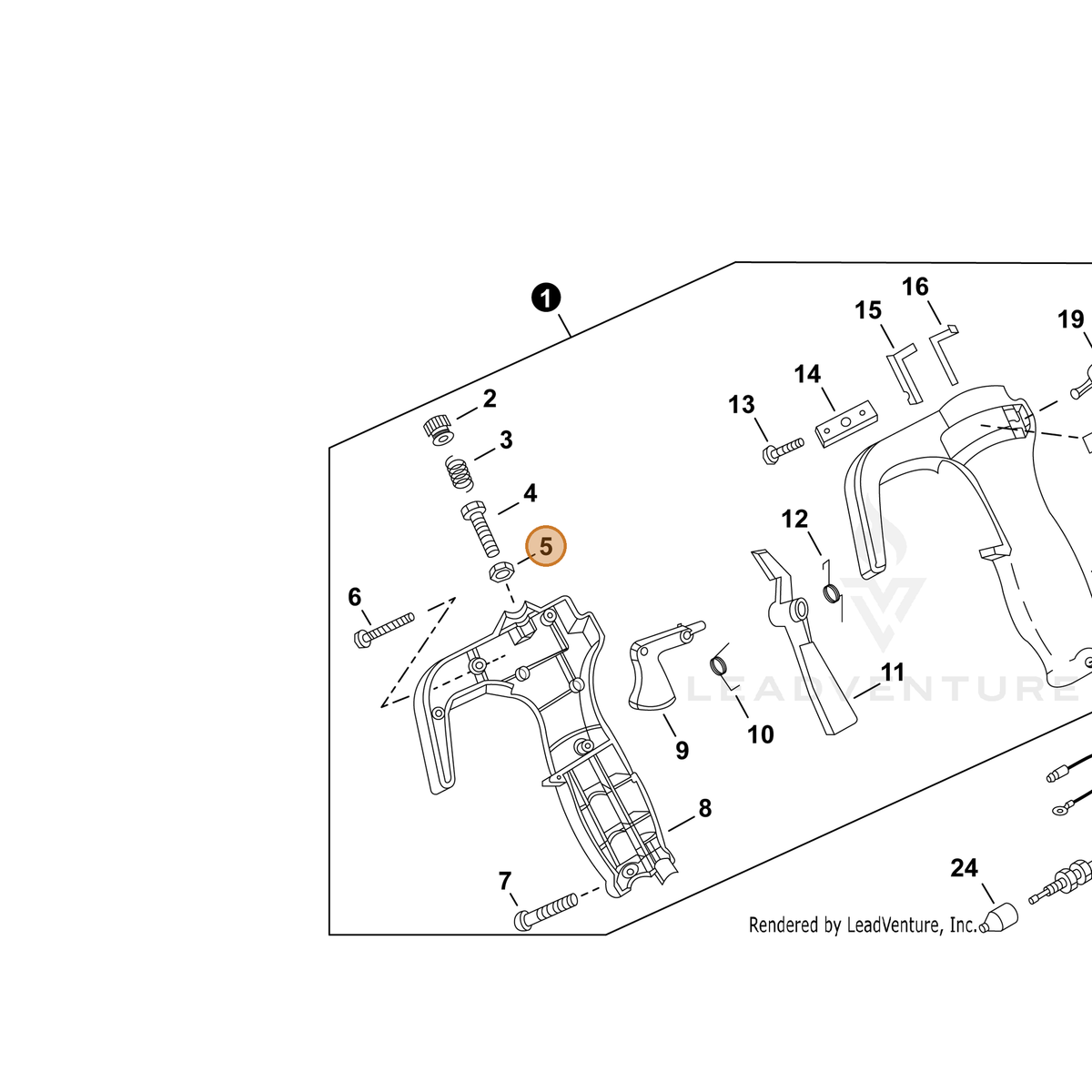 ECHO part P022007390 — IPL diagram snippet (6x zoom, amber highlight)