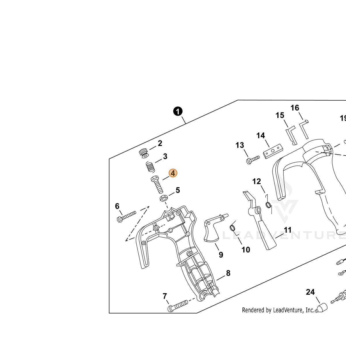 ECHO part P022007400 — IPL diagram snippet (6x zoom, amber highlight)