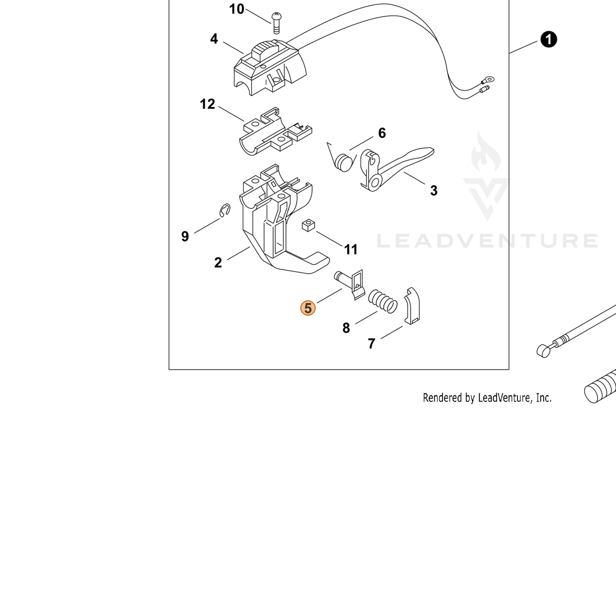 ECHO part P022007780 — IPL diagram snippet (6x zoom, amber highlight)
