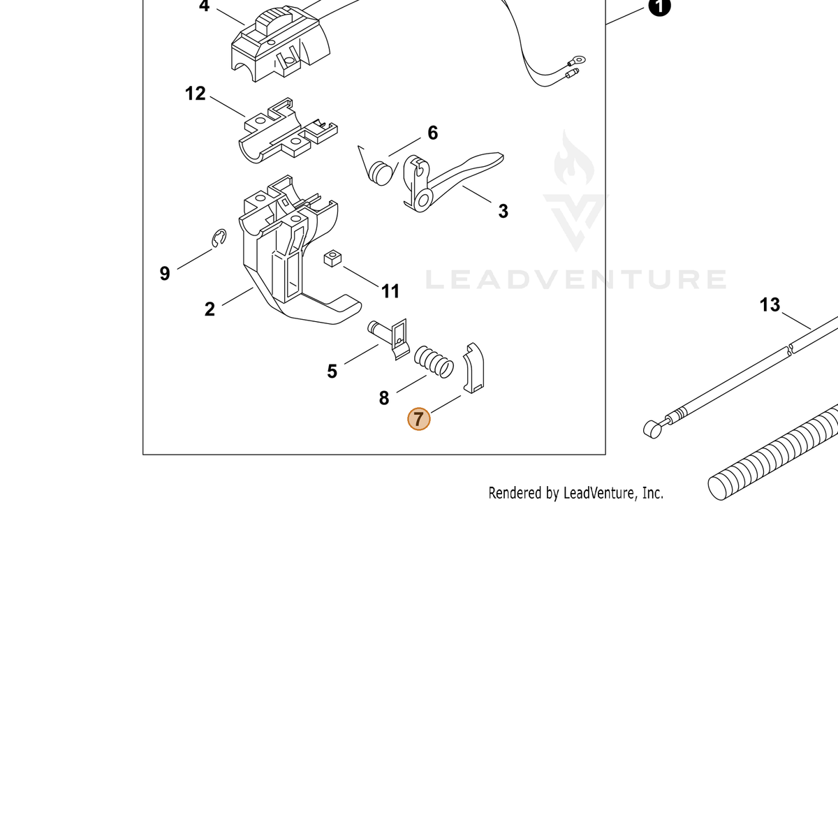ECHO part P022007810 — IPL diagram snippet (6x zoom, amber highlight)