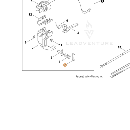 ECHO part P022007810 — IPL diagram snippet (6x zoom, amber highlight)