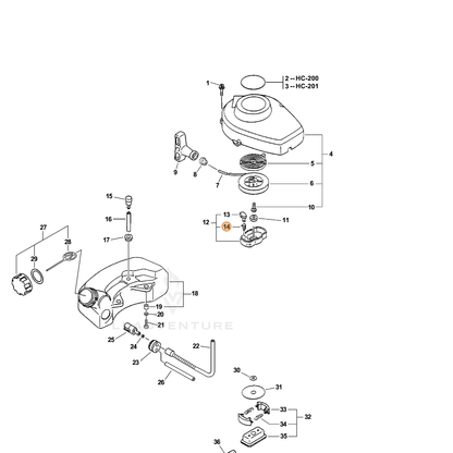 ECHO part P022007980 — IPL diagram snippet (6x zoom, amber highlight)