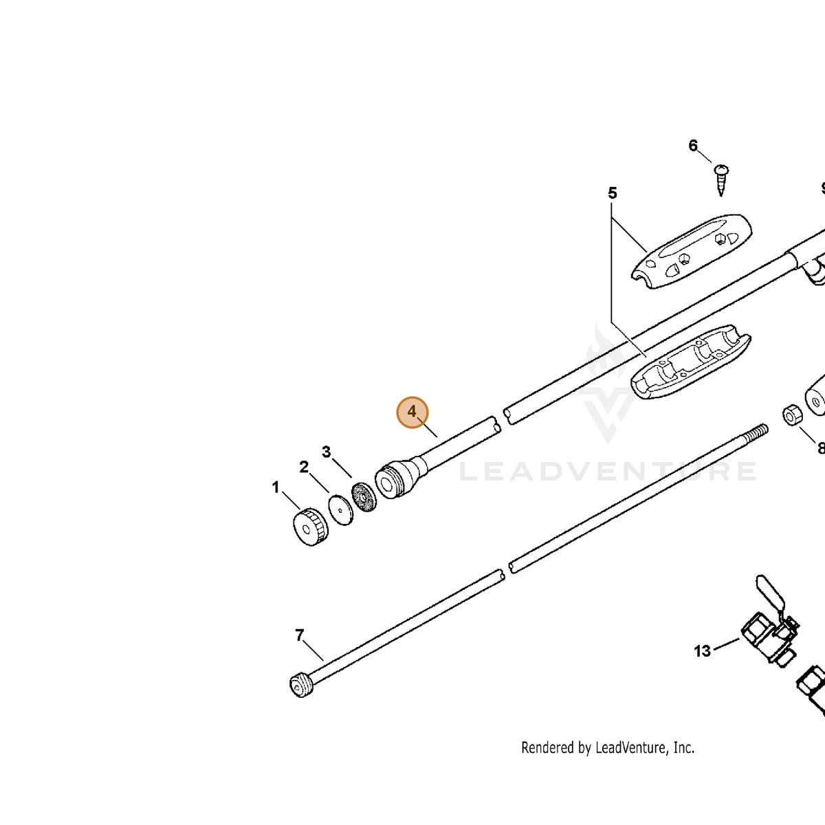 ECHO part P022008170 — IPL diagram snippet (6x zoom, amber highlight)