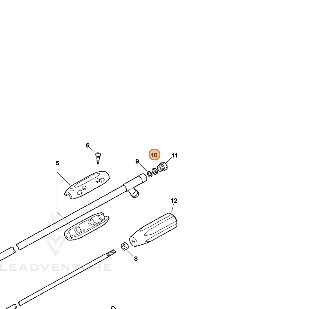 ECHO part P022008201 — IPL diagram snippet (6x zoom, amber highlight)