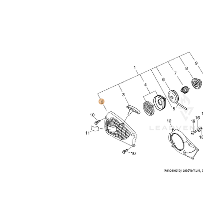 ECHO part P022008772 — IPL diagram snippet (6x zoom, amber highlight)