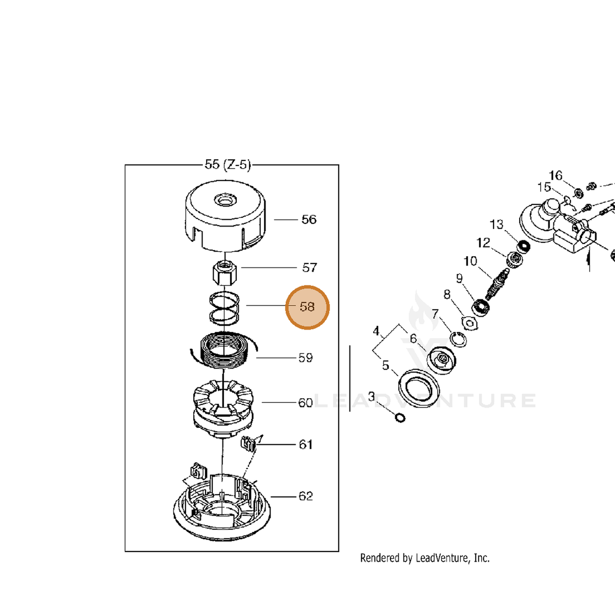 ECHO part P022010370 — IPL diagram snippet (6x zoom, amber highlight)