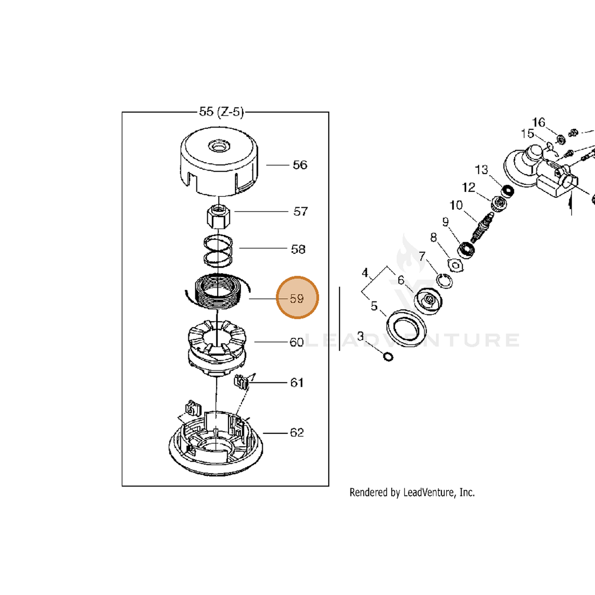 ECHO part P022010380 — IPL diagram snippet (6x zoom, amber highlight)