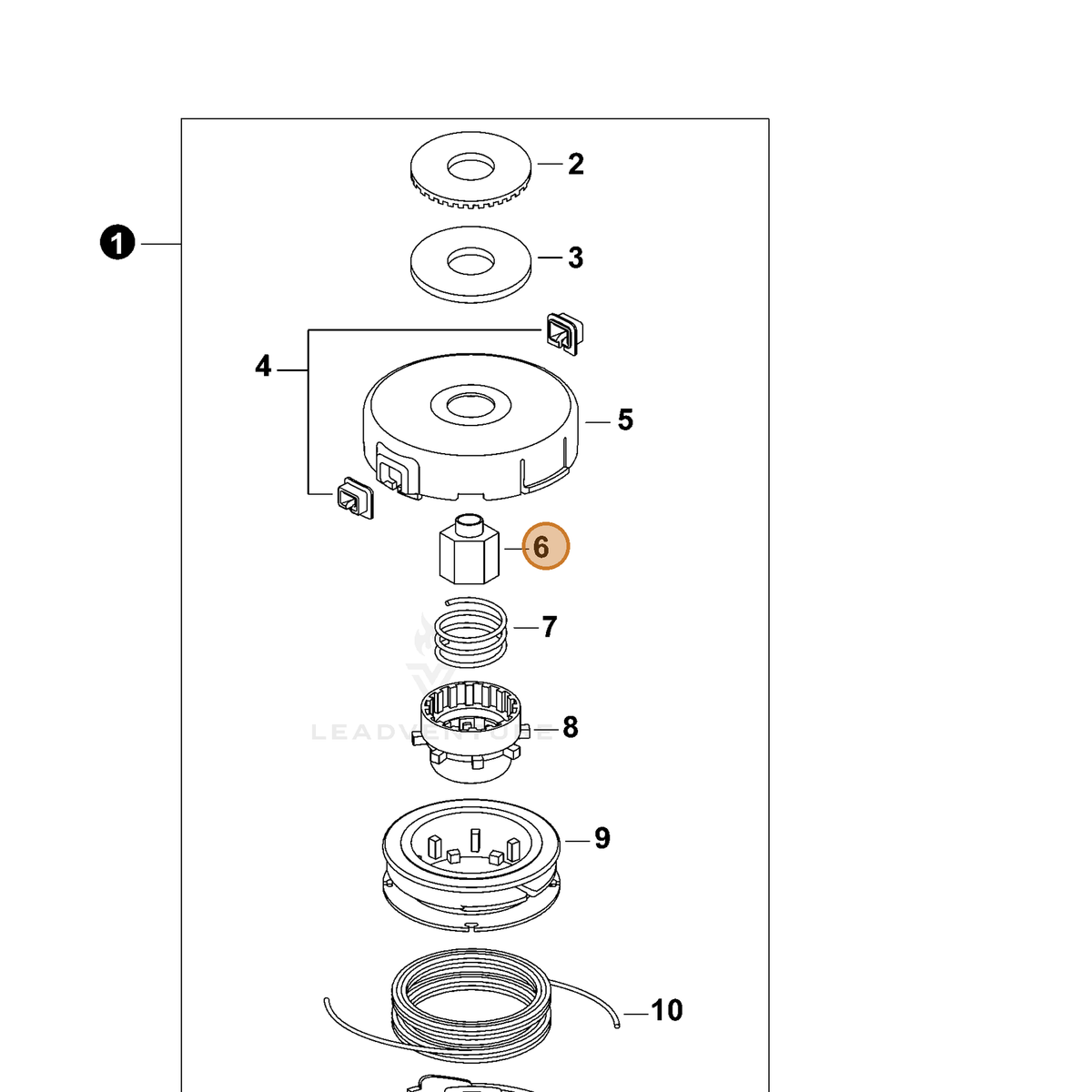 ECHO part P022010390 — IPL diagram snippet (6x zoom, amber highlight)