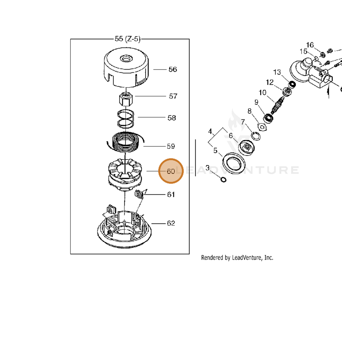 ECHO part P022010400 — IPL diagram snippet (6x zoom, amber highlight)