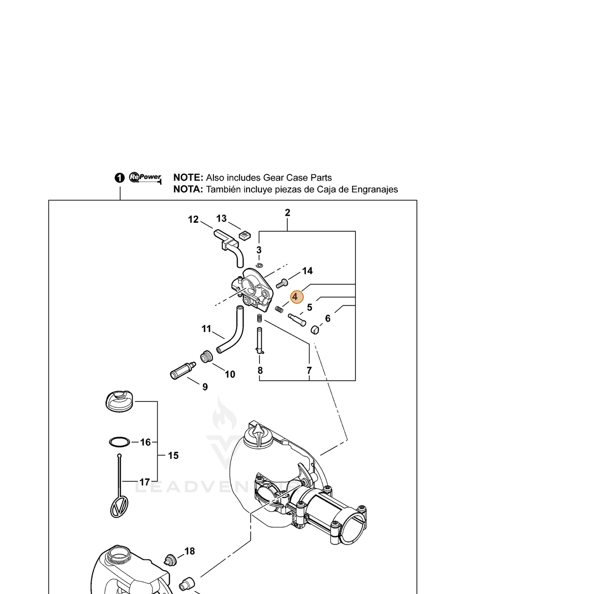 ECHO part P022010660 — IPL diagram snippet (6x zoom, amber highlight)