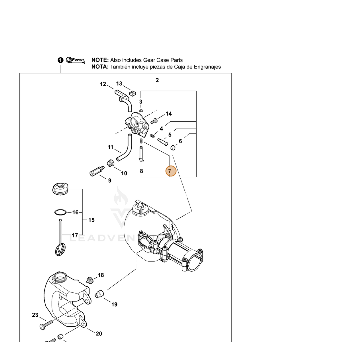 ECHO part P022010670 — IPL diagram snippet (6x zoom, amber highlight)