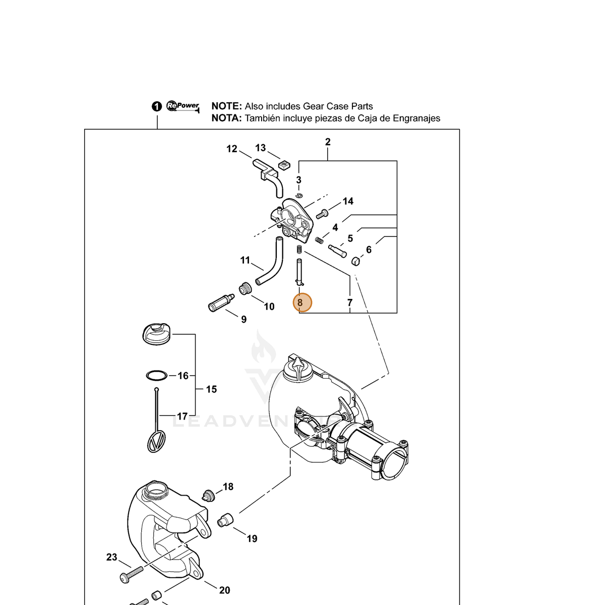 ECHO part P022010680 — IPL diagram snippet (6x zoom, amber highlight)