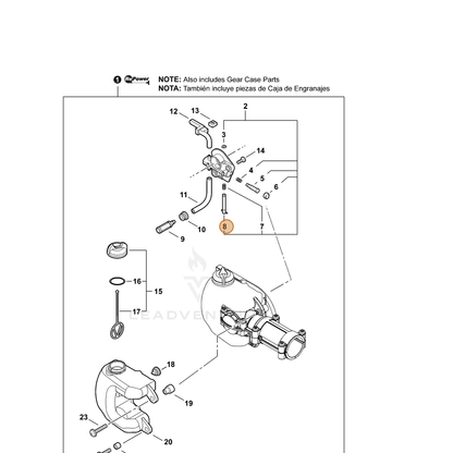 ECHO part P022010680 — IPL diagram snippet (6x zoom, amber highlight)