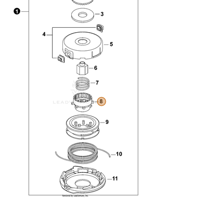 ECHO part P022019450 — IPL diagram snippet (6x zoom, amber highlight)