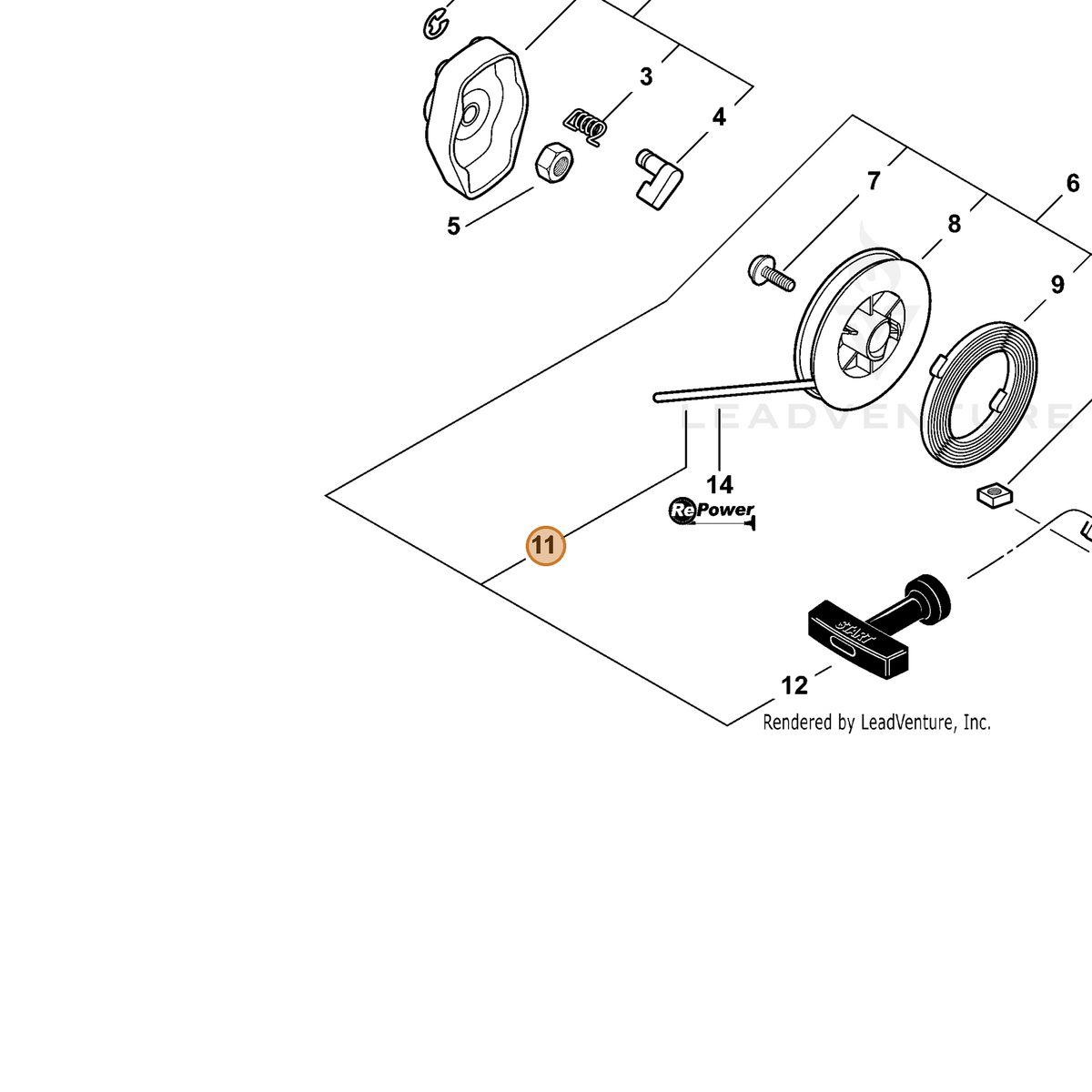 ECHO part P022019660 — IPL diagram snippet (6x zoom, amber highlight)