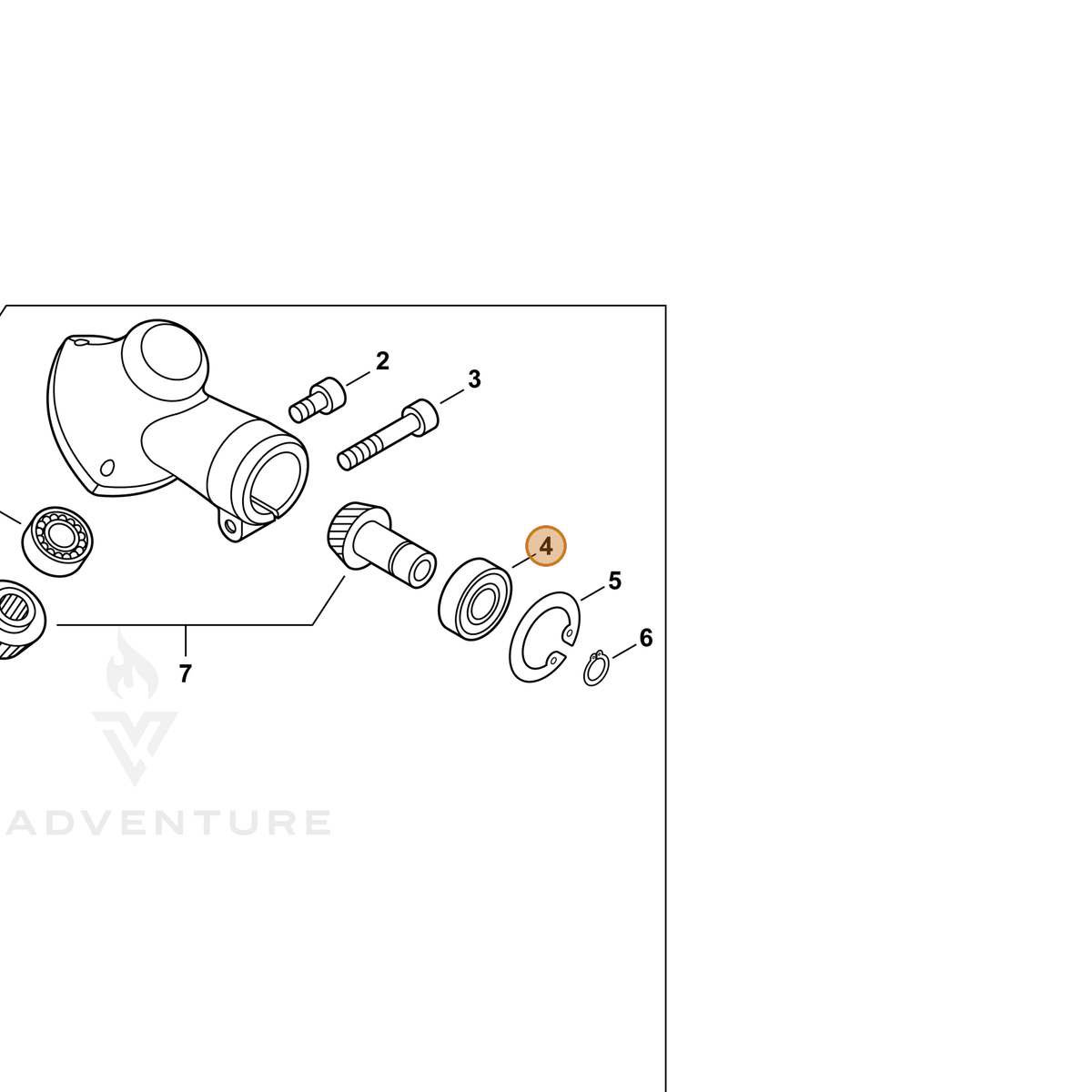 ECHO part P022020710 — IPL diagram snippet (6x zoom, amber highlight)