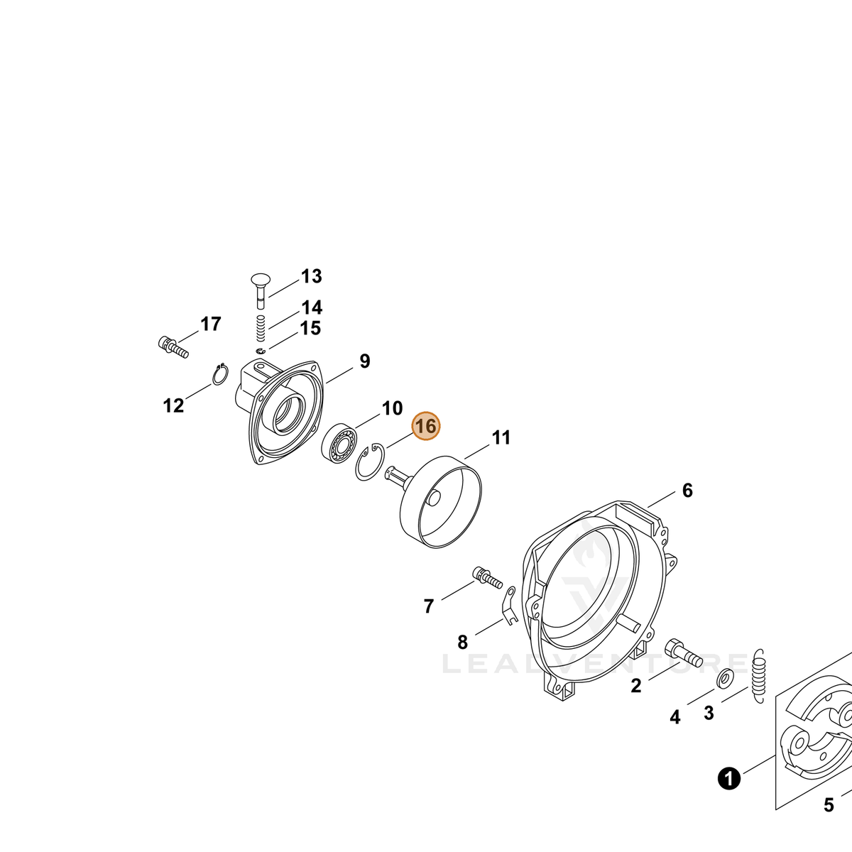 ECHO part P022020950 — IPL diagram snippet (6x zoom, amber highlight)