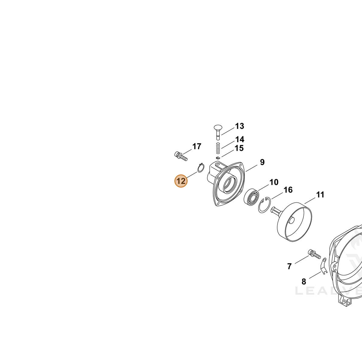 ECHO part P022020990 — IPL diagram snippet (6x zoom, amber highlight)