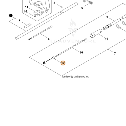ECHO part P022021010 — IPL diagram snippet (6x zoom, amber highlight)