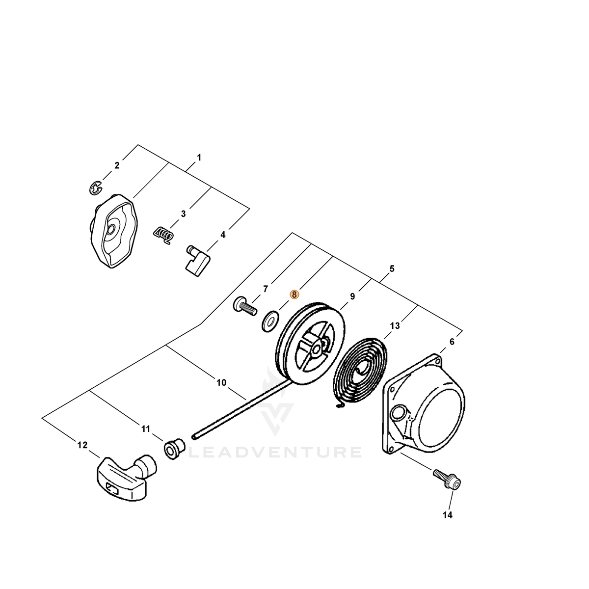 ECHO part P022022280 — IPL diagram snippet (6x zoom, amber highlight)