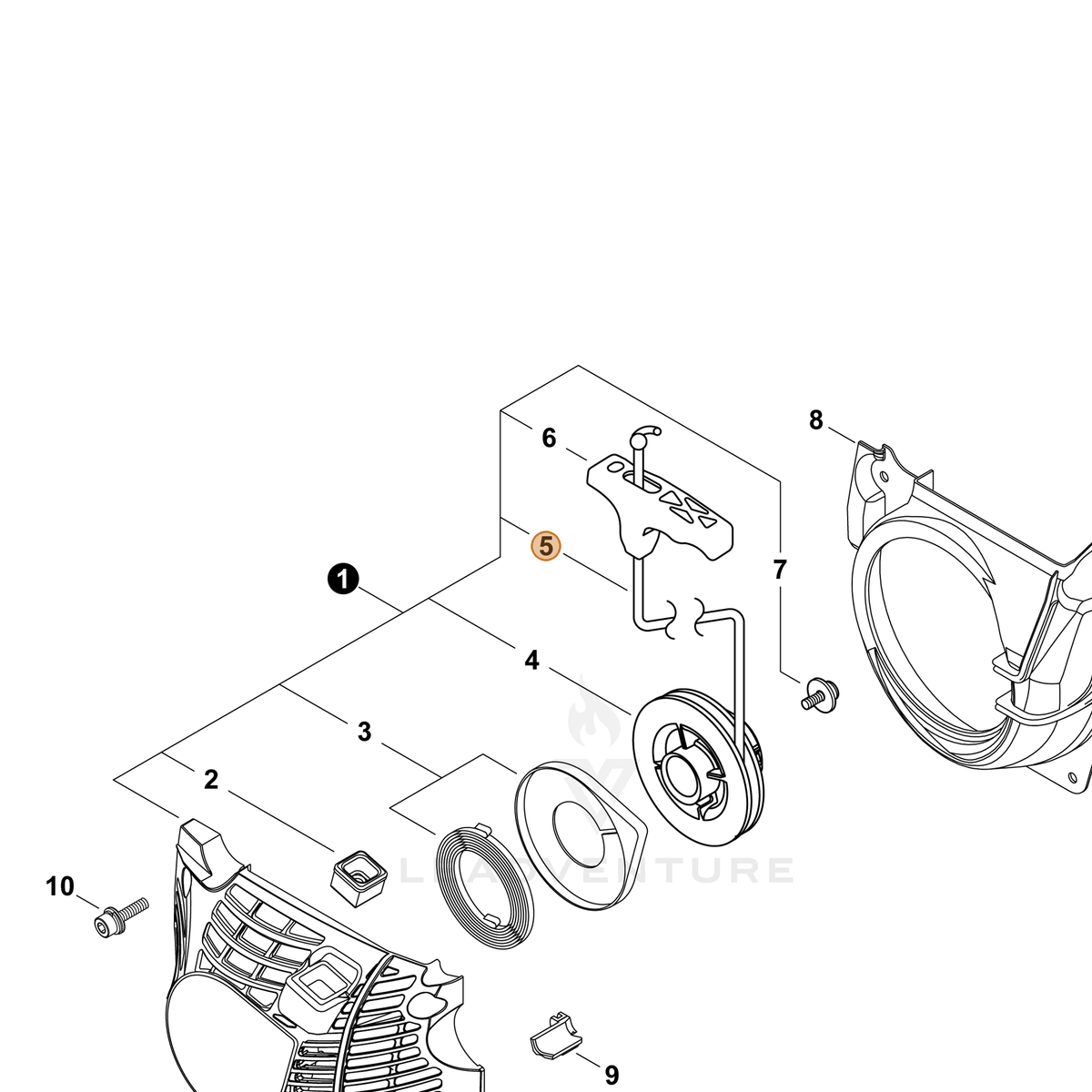 ECHO part P022023100 — IPL diagram snippet (6x zoom, amber highlight)