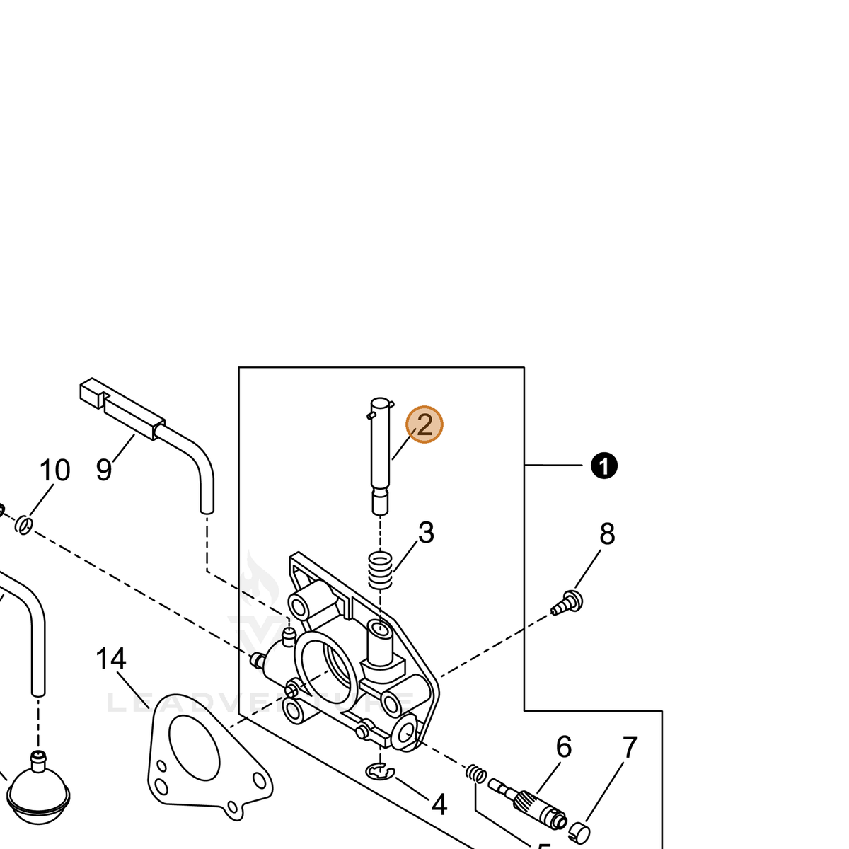 ECHO part P022024570 — IPL diagram snippet (6x zoom, amber highlight)