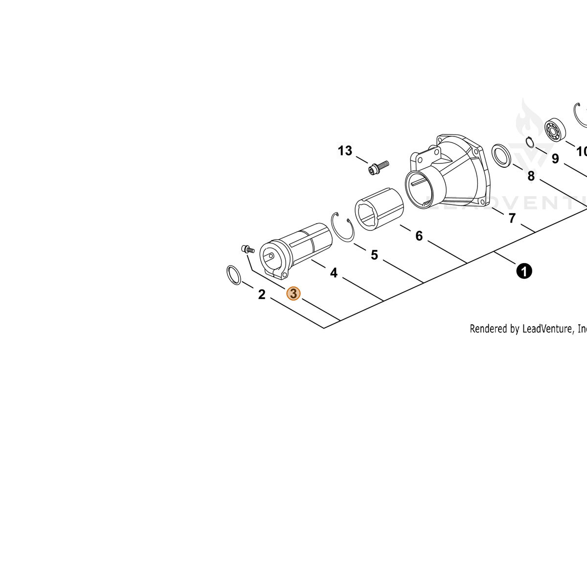 ECHO part P022024700 — IPL diagram snippet (6x zoom, amber highlight)
