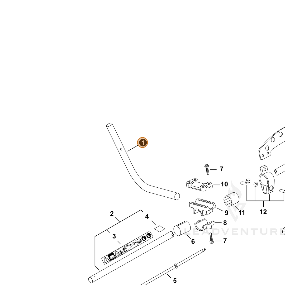 ECHO part P022024740 — IPL diagram snippet (6x zoom, amber highlight)
