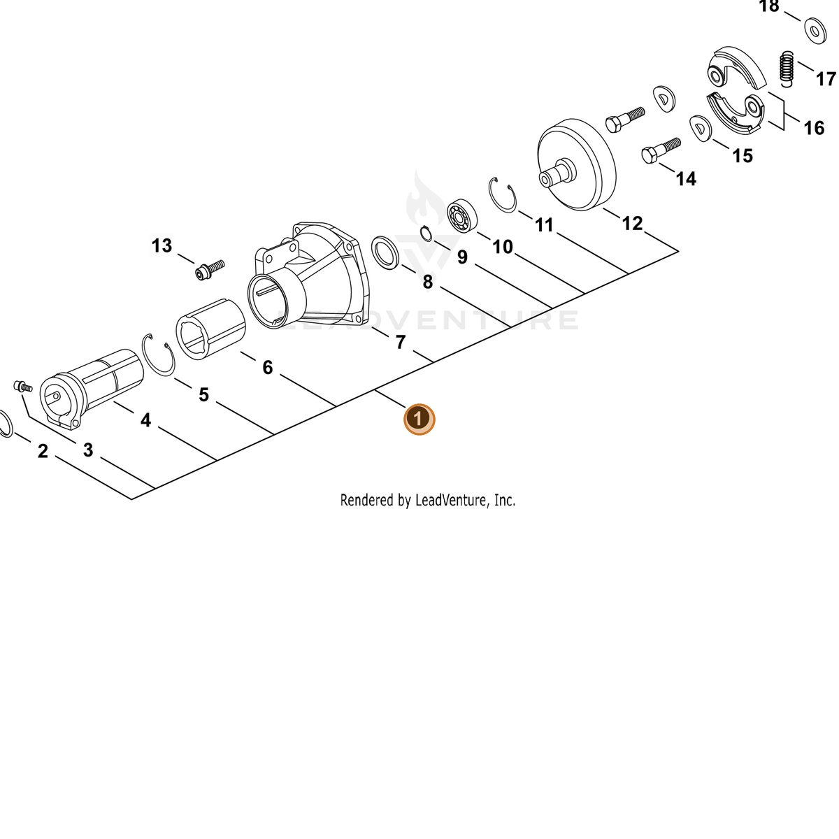 ECHO part P022024760 — IPL diagram snippet (6x zoom, amber highlight)