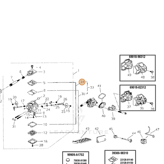 Echo part P022025030 — IPL diagram snippet (6x zoom, amber highlight)