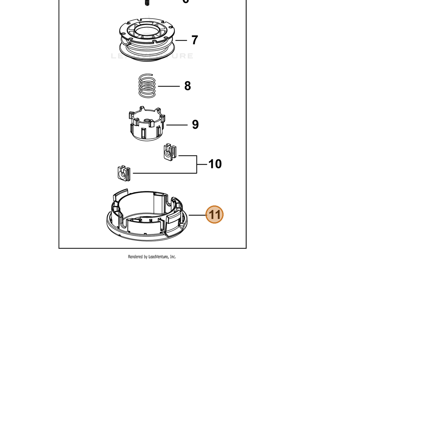 ECHO part P022025530 — IPL diagram snippet (6x zoom, amber highlight)