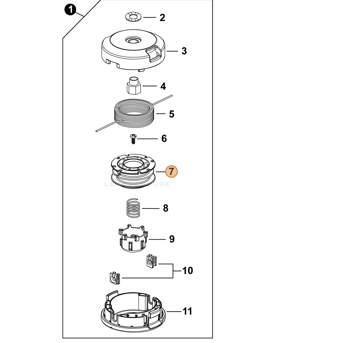 ECHO part P022025550 — IPL diagram snippet (6x zoom, amber highlight)