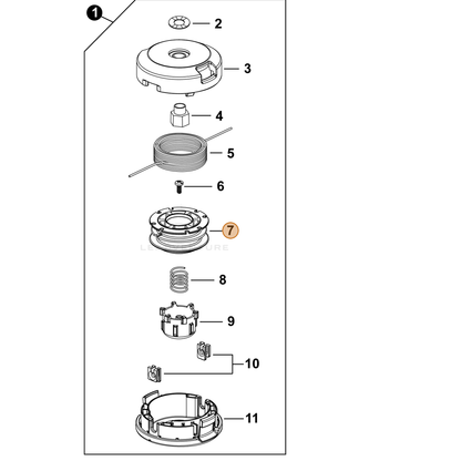 ECHO part P022025550 — IPL diagram snippet (6x zoom, amber highlight)