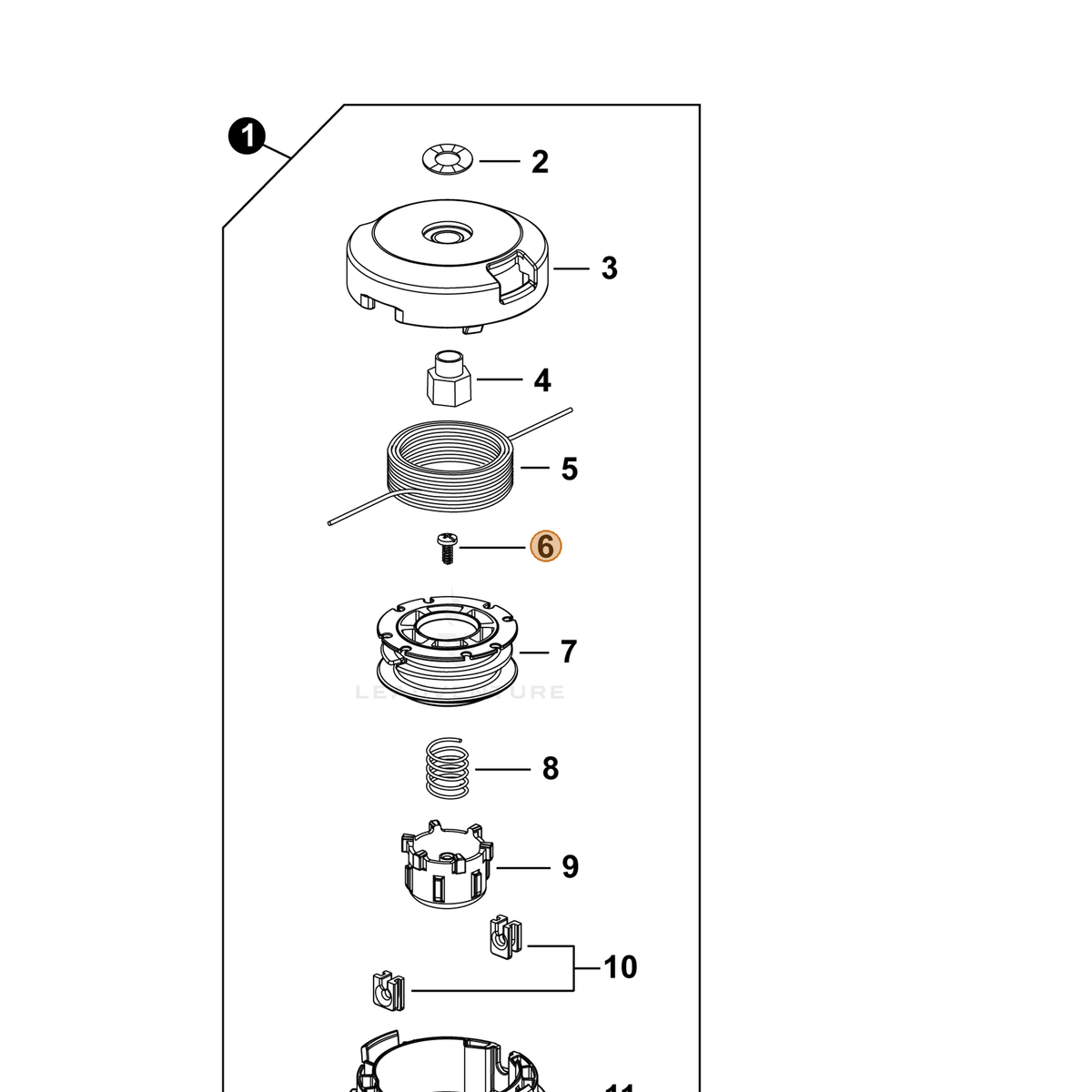 ECHO part P022025580 — IPL diagram snippet (6x zoom, amber highlight)
