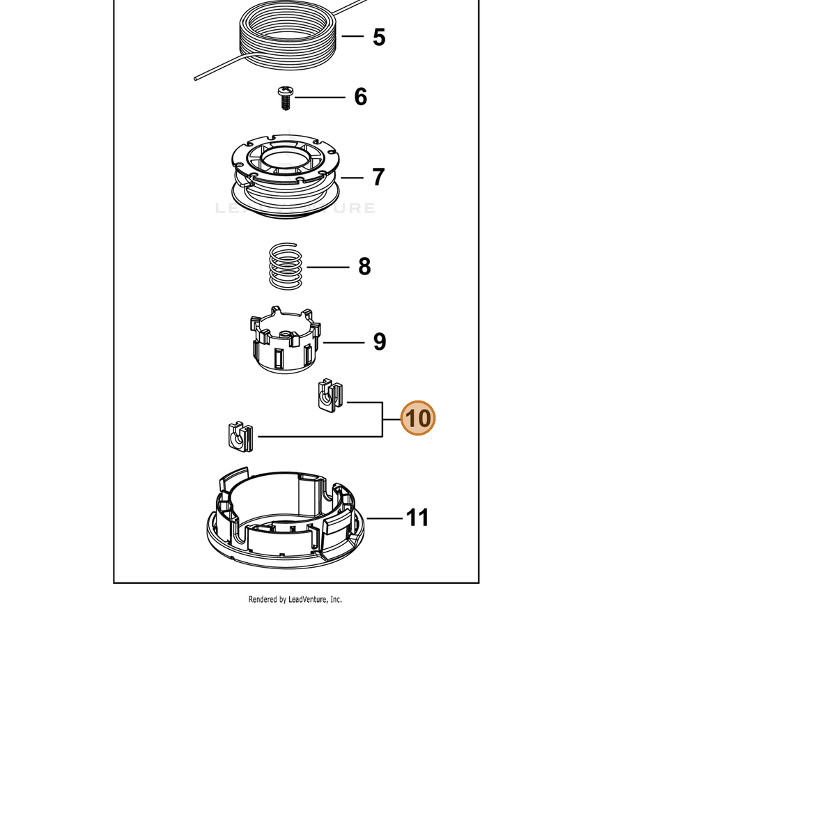 ECHO part P022025590 — IPL diagram snippet (6x zoom, amber highlight)