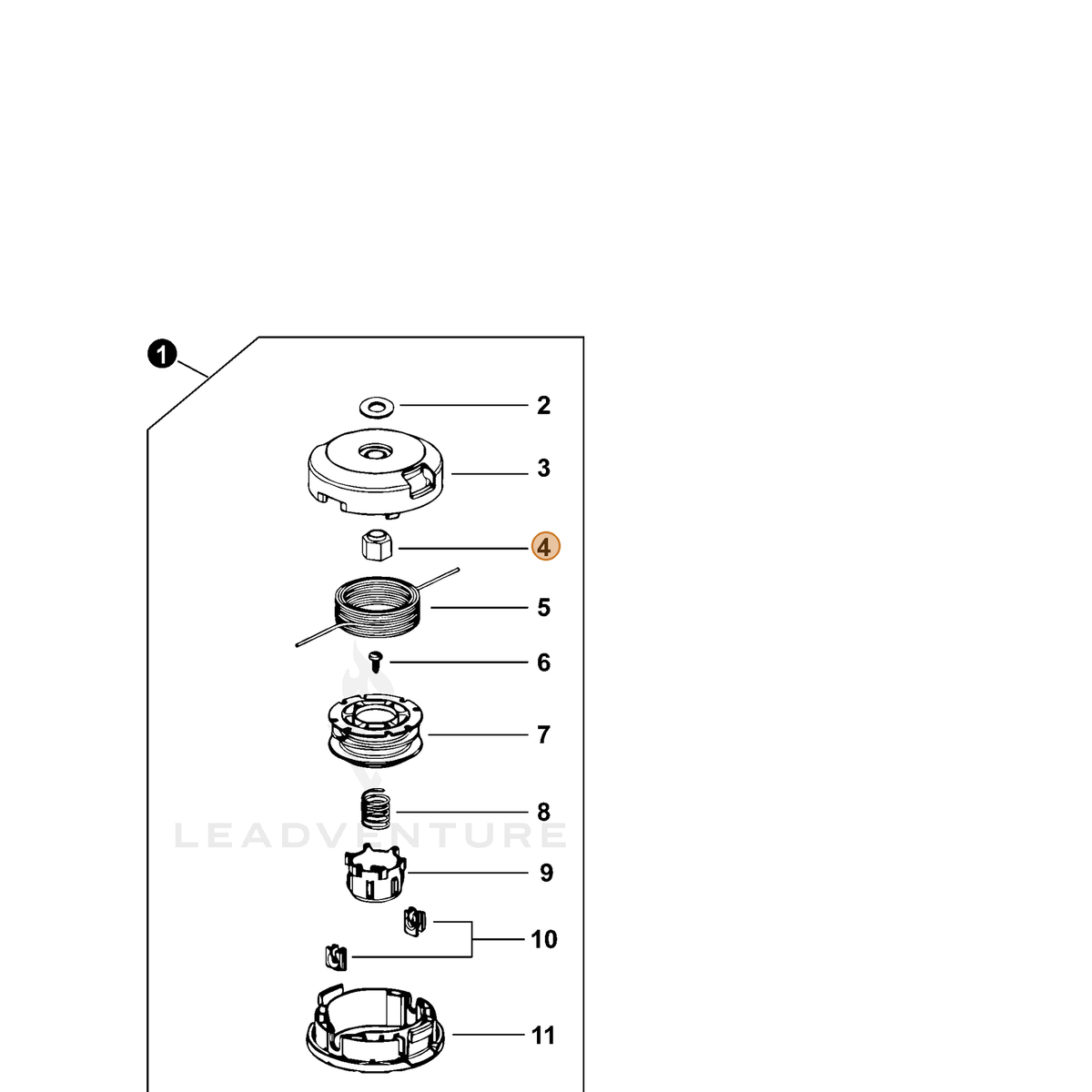 ECHO part P022025620 — IPL diagram snippet (6x zoom, amber highlight)