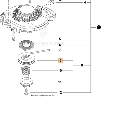 ECHO part P022027980 — IPL diagram snippet (6x zoom, amber highlight)