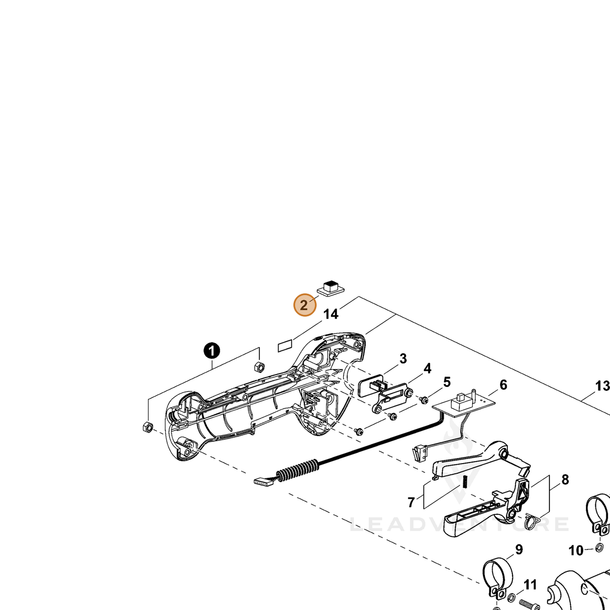 ECHO part P022033470 — IPL diagram snippet (6x zoom, amber highlight)