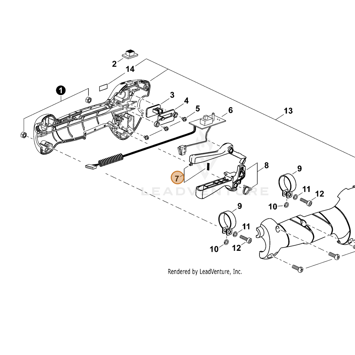 ECHO part P022033500 — IPL diagram snippet (6x zoom, amber highlight)