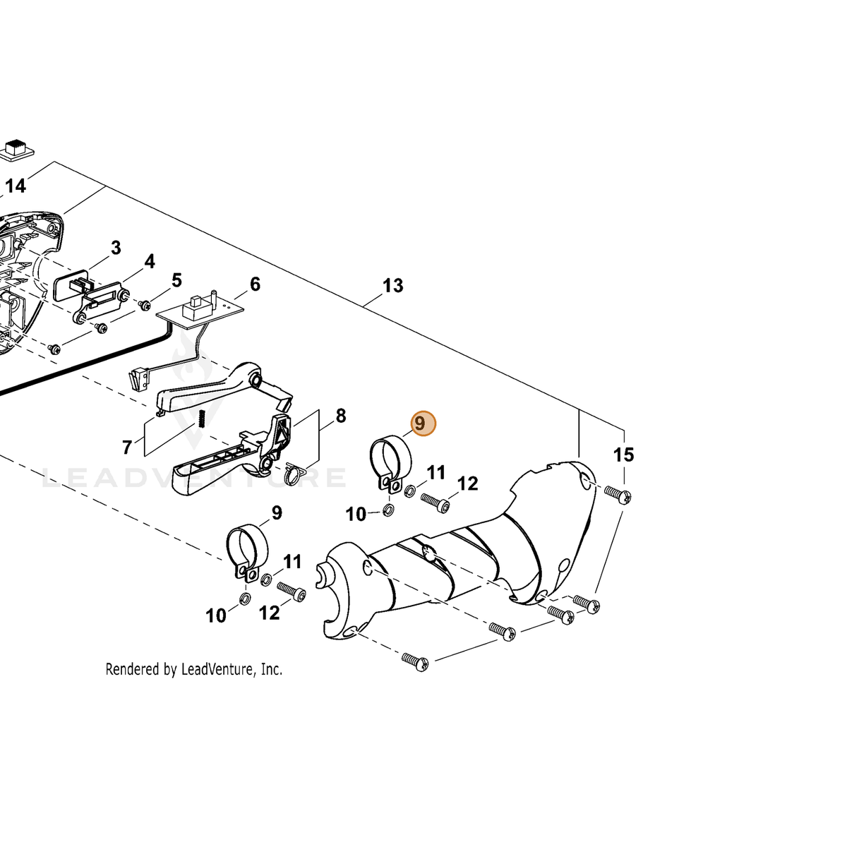 ECHO part P022033540 — IPL diagram snippet (6x zoom, amber highlight)