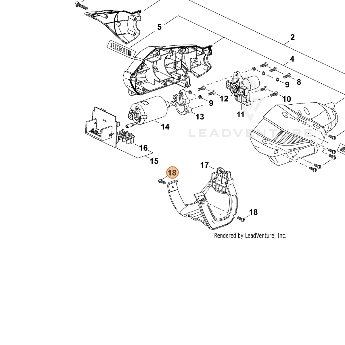 ECHO part P022033590 — IPL diagram snippet (6x zoom, amber highlight)