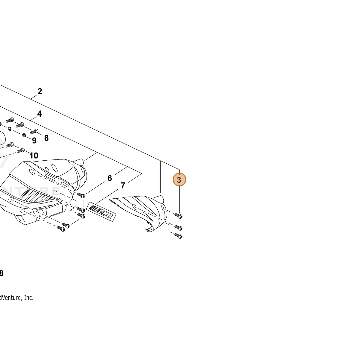 ECHO part P022033600 — IPL diagram snippet (6x zoom, amber highlight)