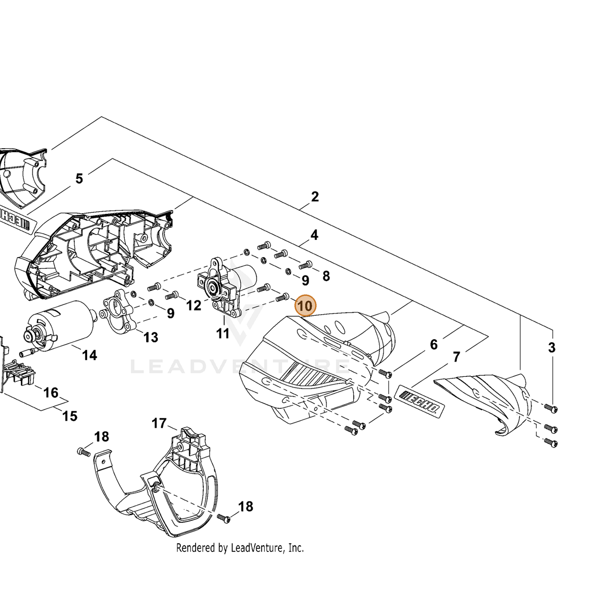 ECHO part P022033610 — IPL diagram snippet (6x zoom, amber highlight)