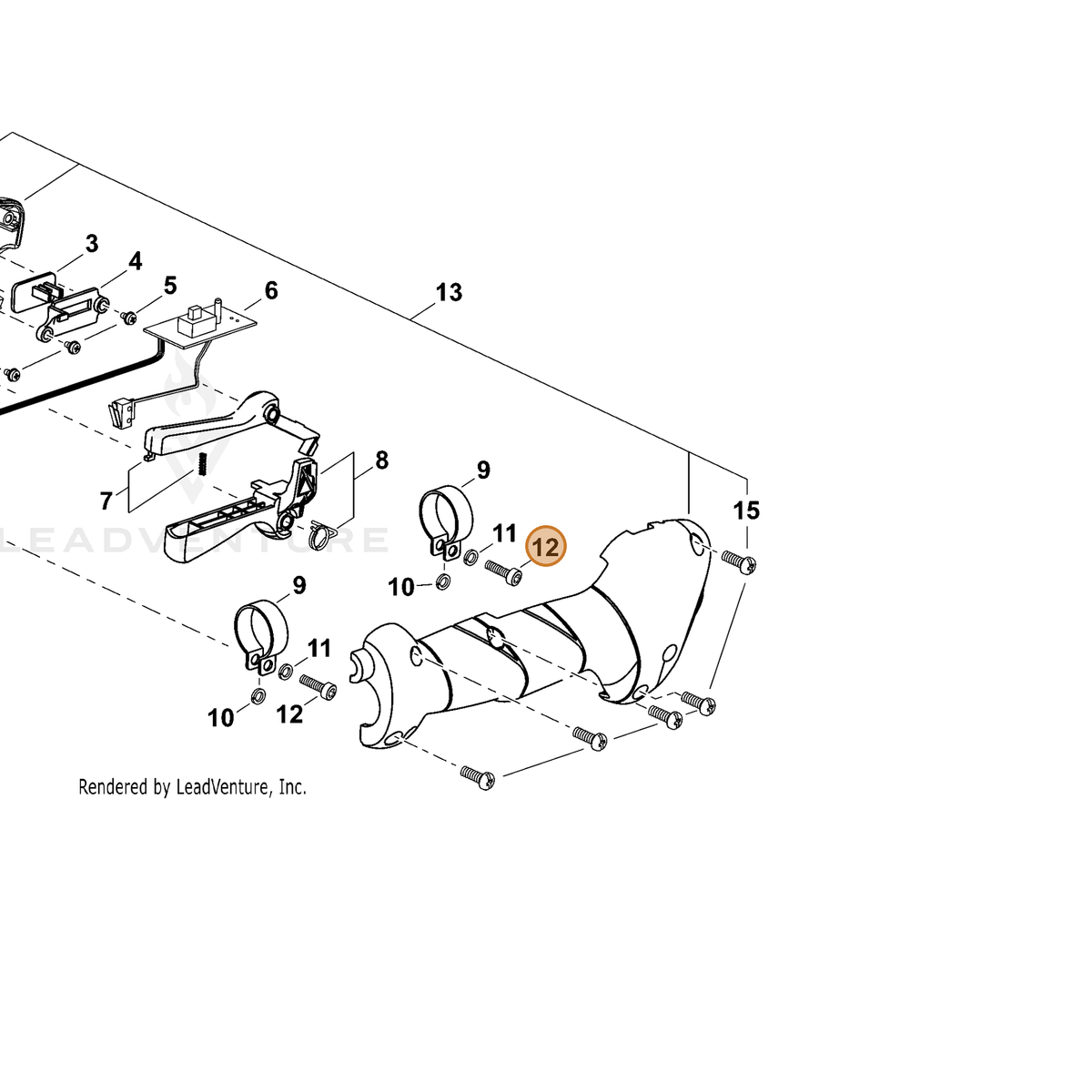 ECHO part P022033620 — IPL diagram snippet (6x zoom, amber highlight)